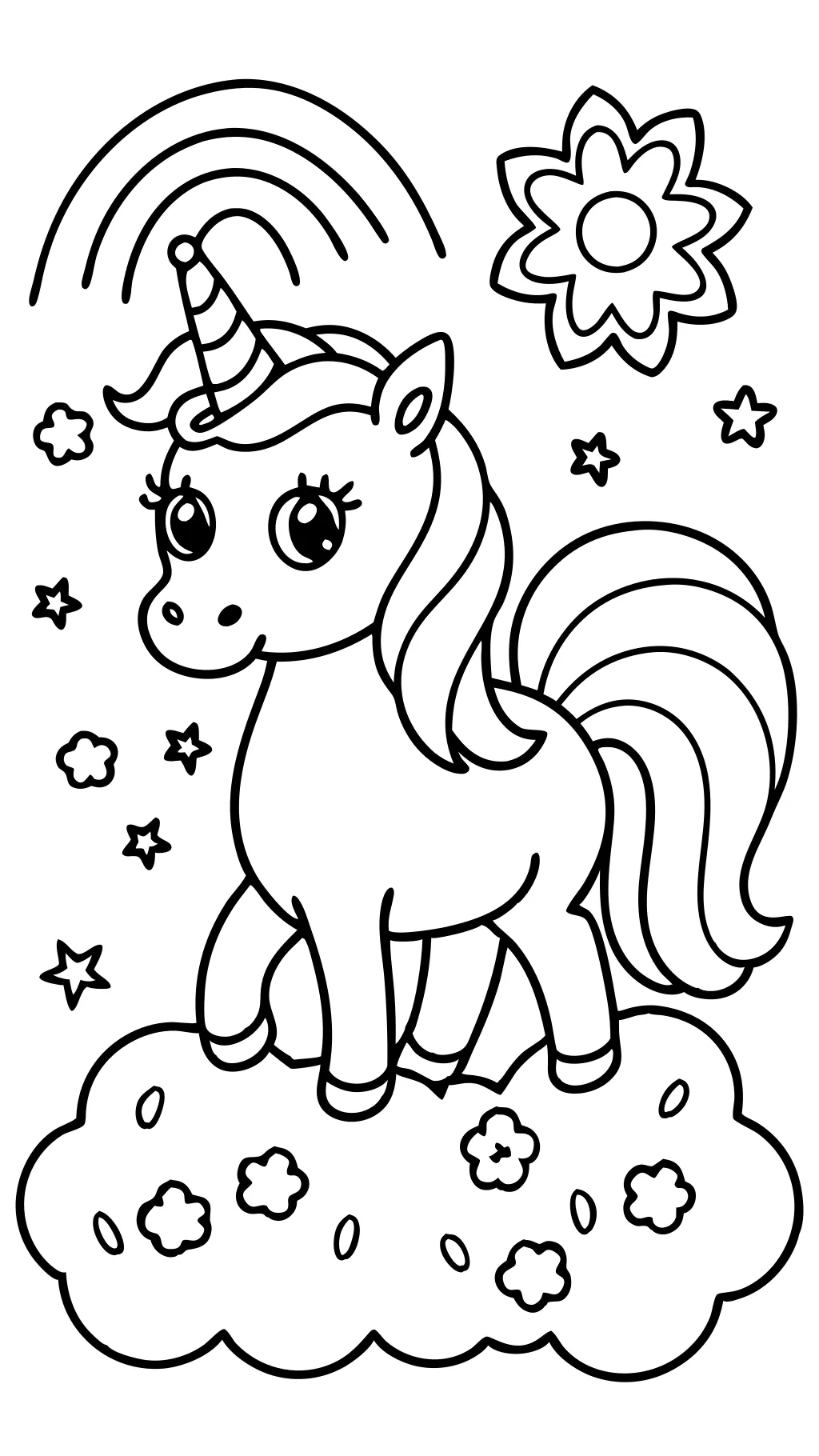 coloriage de licorne mignonne